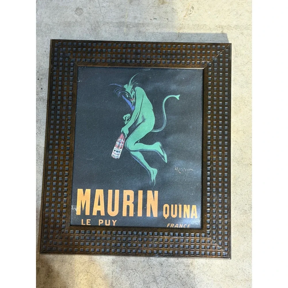 Set of 2 Vintage Alcohol Ad Prints Framed 11x13 Maurin Quina Anisetta